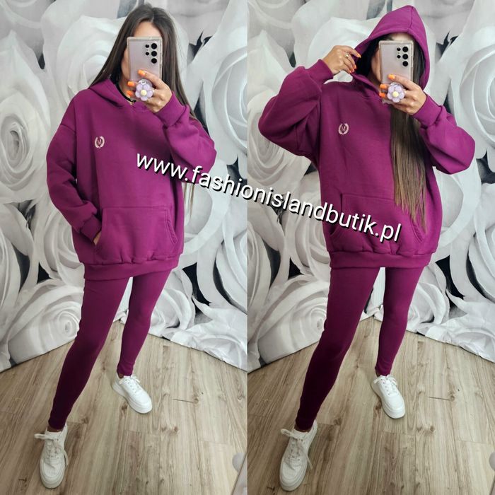 Ocieplany dres z legginsami i haftem