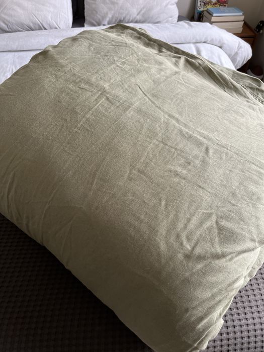 Capa de edredão de linho da Zara Home, caqui, 290/260 cm