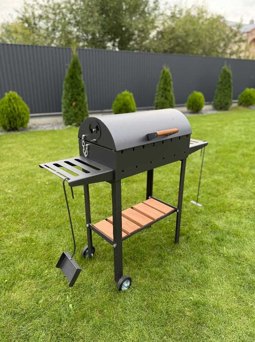 Мангал з кришкою для барбекю та решіткою для гриля метал 4 мм