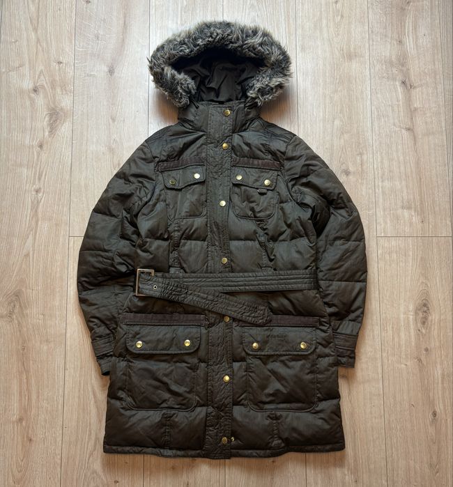 Barbour Arctic Damska L Kurtka Puchowa Parka z futrem Goose Down Jacket Casual