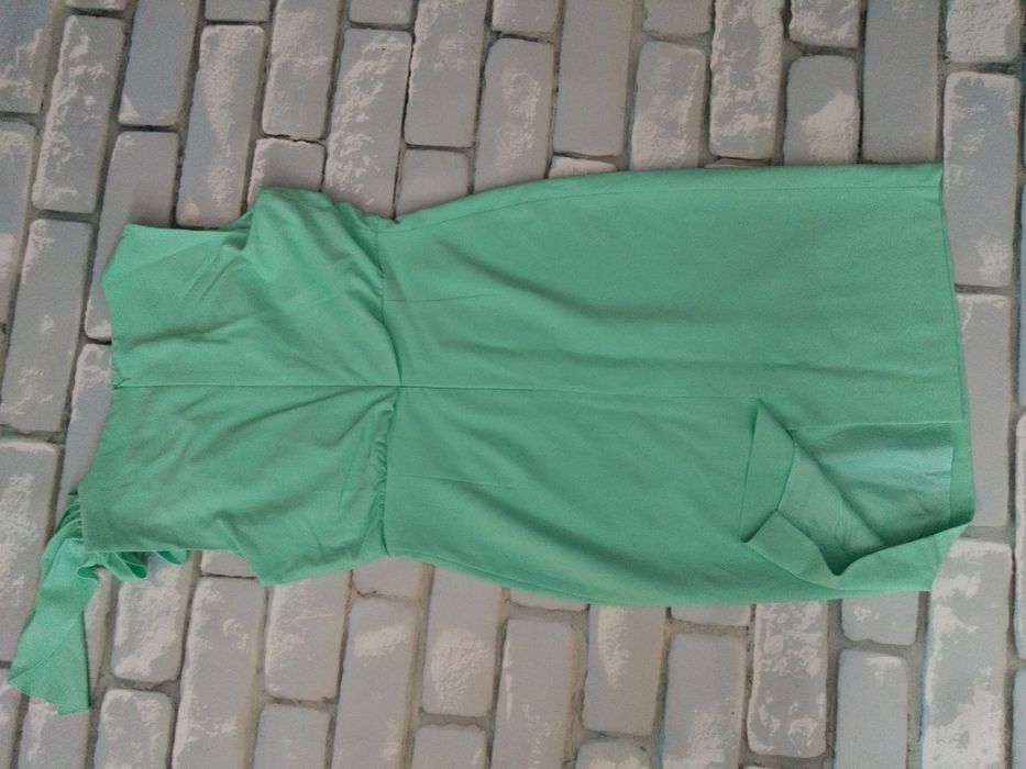 Sukienka miętowa L 40 42 koktajlowa kokarda na wesele