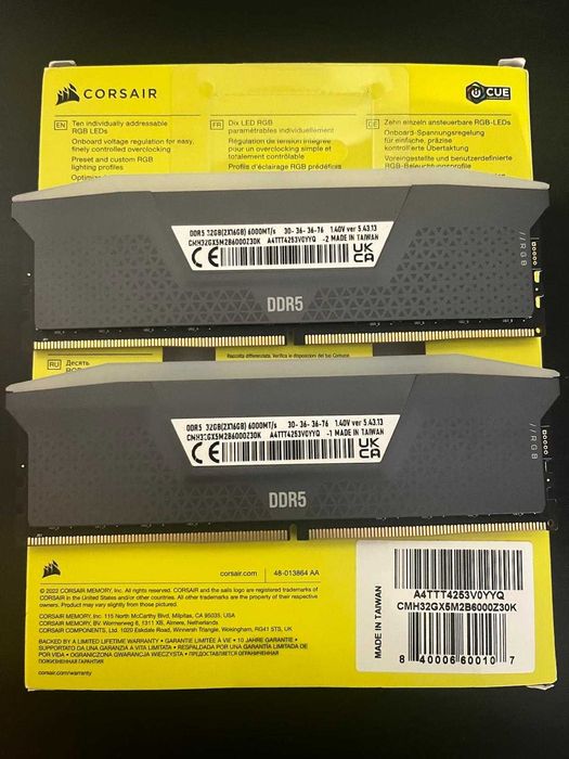 Memória RAM Corsair Vengeance RGB DDR5 6000MHz 32GB 2x16GB CL30