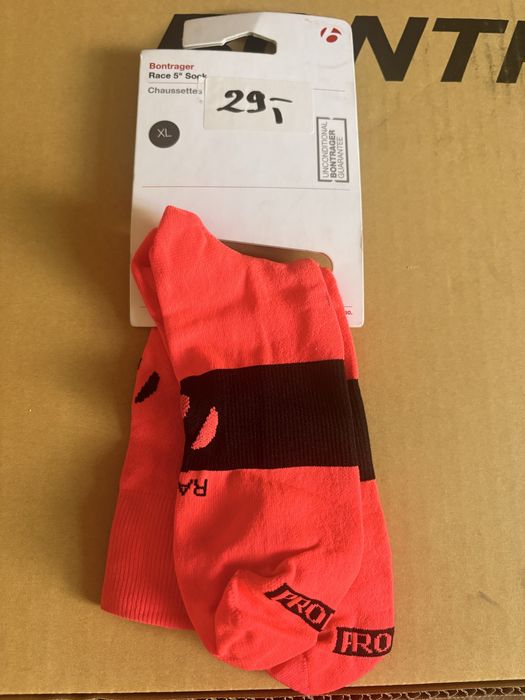 Skarpety rowerowe Bontrager Race 5” XL 46–48 jaskrawo pomarańczowe/czarne – NOWE