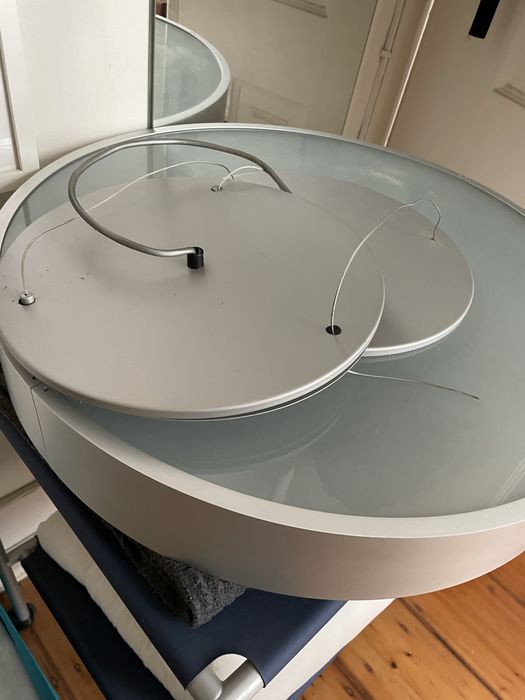 Candeeiro de suspensão diametro 60cm aluminio e vidro satinado