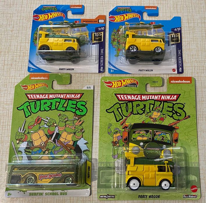 Hot Wheels TMNT Party Wagon Wojownicze Żołwie Ninja / zestaw kolekcja