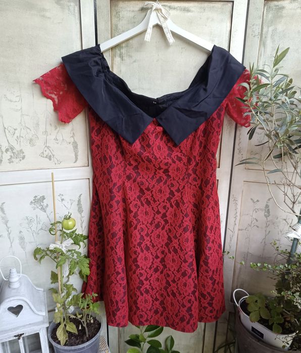 Sukienka biust 54x2 L XL pin-up rockabilly koronka romantic goth