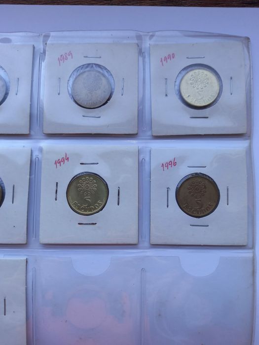 Lote 10 moedas 5$00 Portugal 1986/99