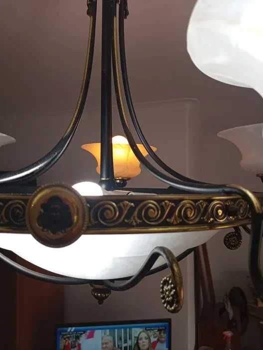 Candeeiro de teto Vintage em Ferro Preto e dourado*