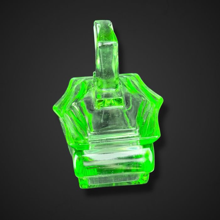 Pojemnik bomboniera szkło vintage art deco zielona b51/02282