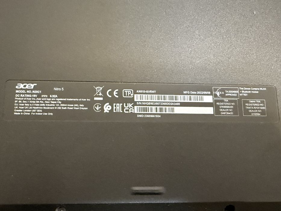 Acer NITRO AN15-45-R94Y/AMD Ryzen 5 5600H/GTX 1650 4 GB