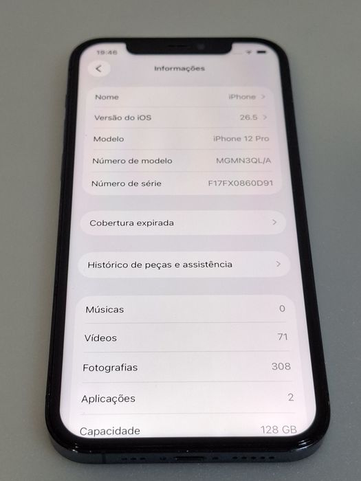 iPhone 12 Pro APPLE (6.1'' - 128 GB - Azul Pacífico) - Oferta Capa Original + Capa Nova antiqueda e antichoque +Cabo e Carregador tudo NOVO