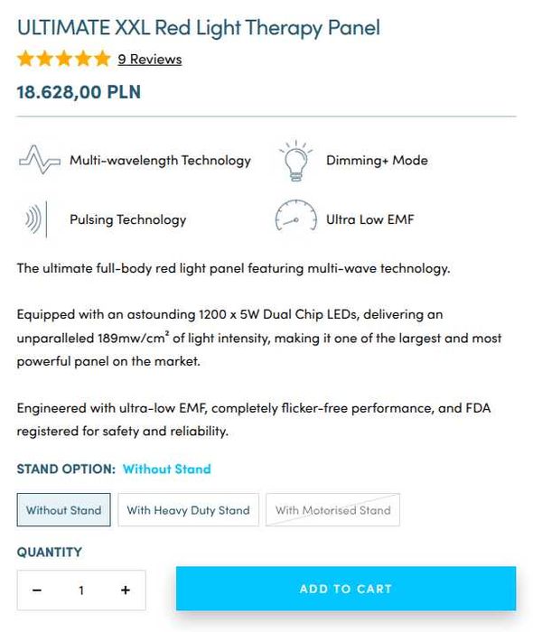 Panel Red Light Therapy Block Blue Light Ultimate XXL – OKAZJA