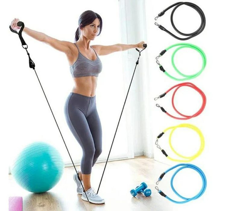 Набор трубчатых эспандерОв 5шт. трубок Резинки жгутов 10в1 резиновых