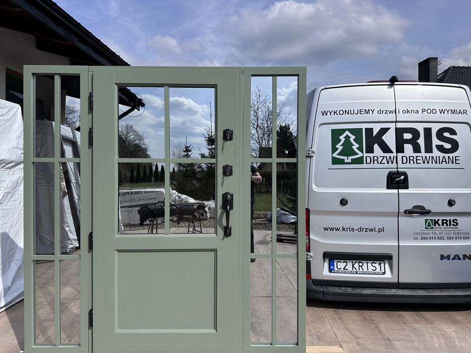 Drzwi zewnętrzne drewniane Willa Parkowa Schlage Amerykański MONTAŻ