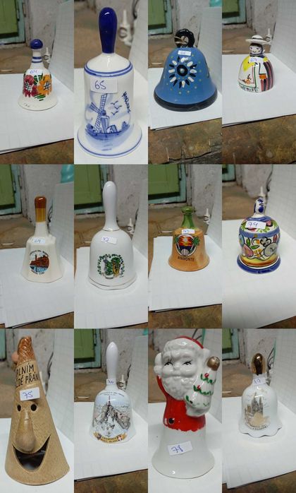 Lote de 94 Sinetas/Sinos de Porcelana, Cerâmica & Souvenirs de Viagem