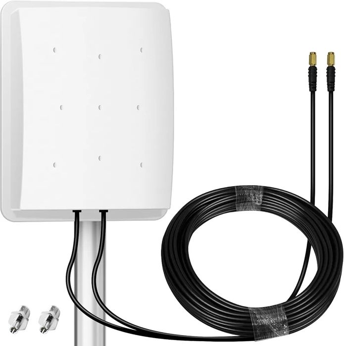 Antena Zewnętrzna ModelX biała 5G LTE MIMO 14DBi 2x10m kabel