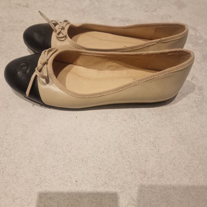 Baleriny Chanel  beżowo czarne rozmiar 37 wkładka 23cm