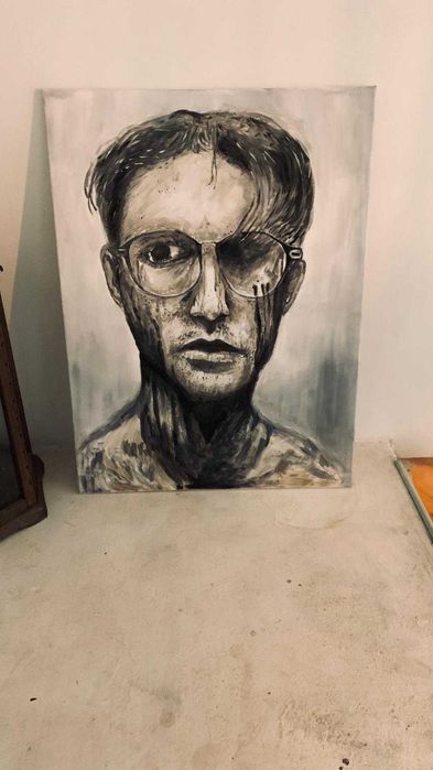 Obraz Portret 60cm x 80cm Mężczyzna w Okularach Akryl