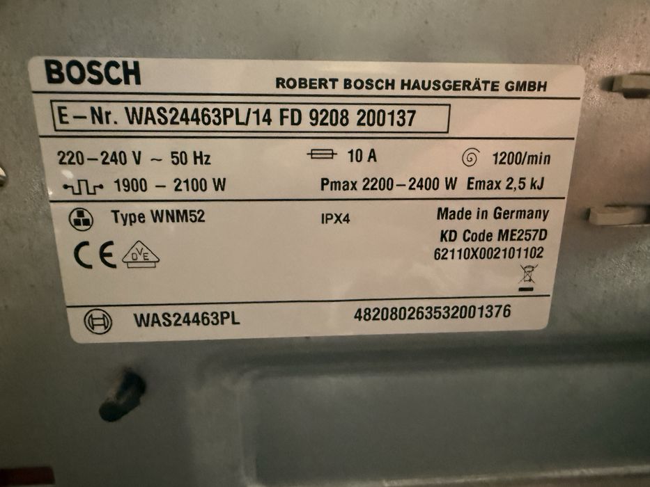 Części pralki Bosch Logixx 8 WAS24463PL/14