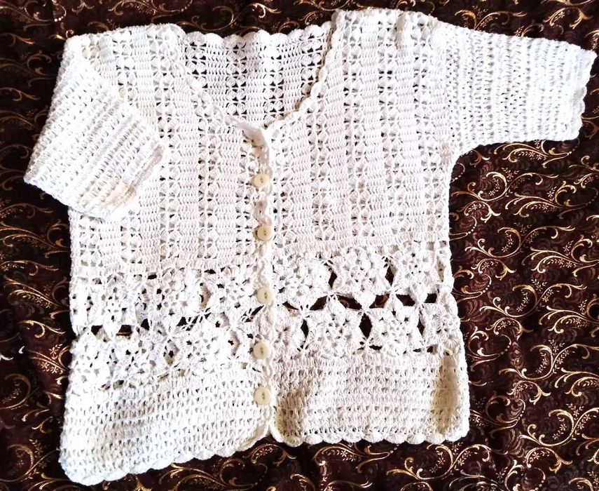 Ażurowa bluzeczka bolerko z krótkim rękawem L/XL