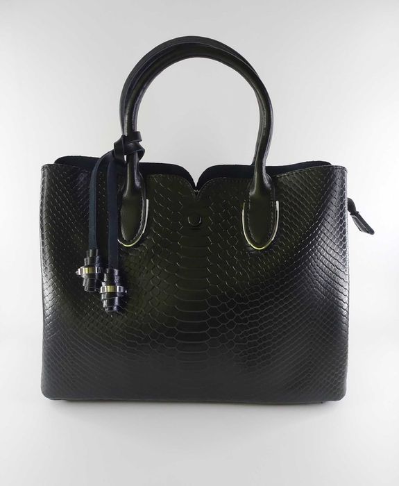 Karlos Marconi Сумка натуральна шкіра класична середня чорна, бежева