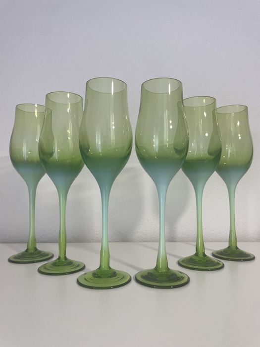 Kieliszki Horbowy zielone SZKŁO PRL stare kolorowe nie wazon Sudety