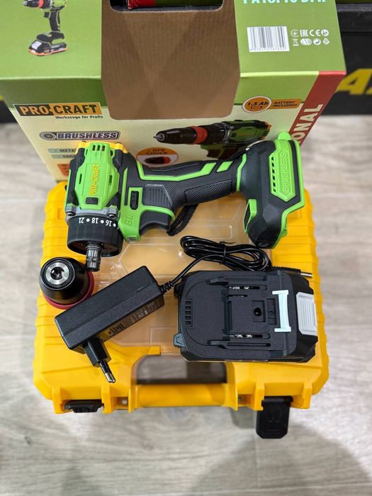 Шуруповерт акумуляторний Procraft PA18 Pro DFR (безщітковий, кейс, DFR