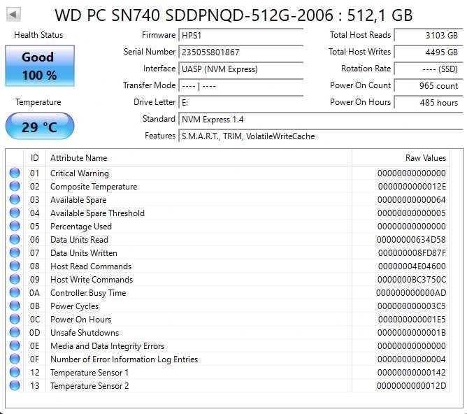 SSD NVMe M.2 PCIe Gen3x4 ou Gen4x4 512GB 2280 Intel / WD Western Digital (SanDisk) / SK Hynix