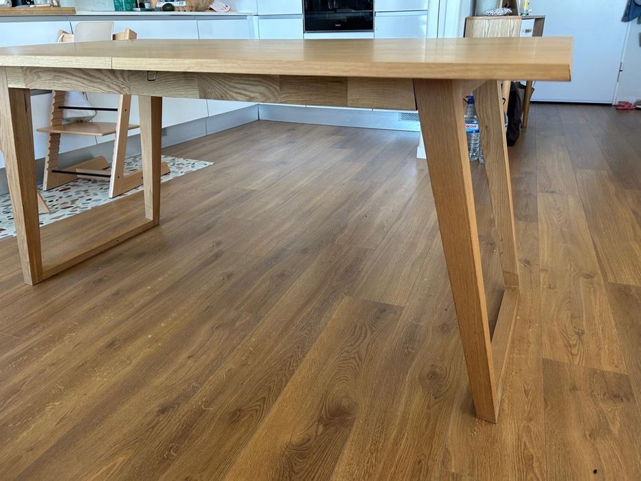 Mesa de carvalho extensível (madeira maciça)