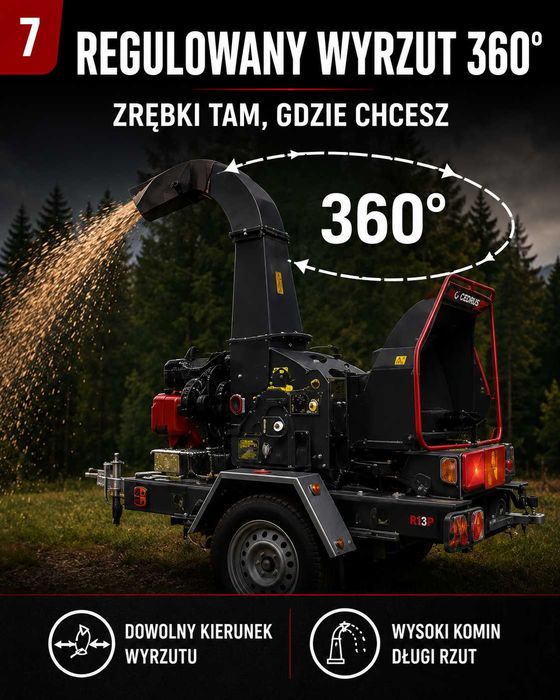 Cedrus R13P Rębak 13 cm podajnik hydrauliczny homologacja