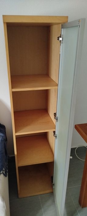 2 móveis / estantes com porta em vidro fosco