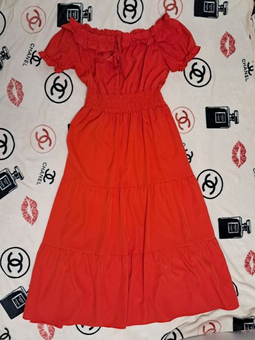 Sukienka dluga czerwona cudna L maxi