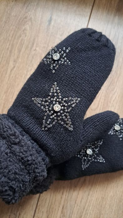 Рукавиці НОВІ  жіночі зимові чорні зі стразами