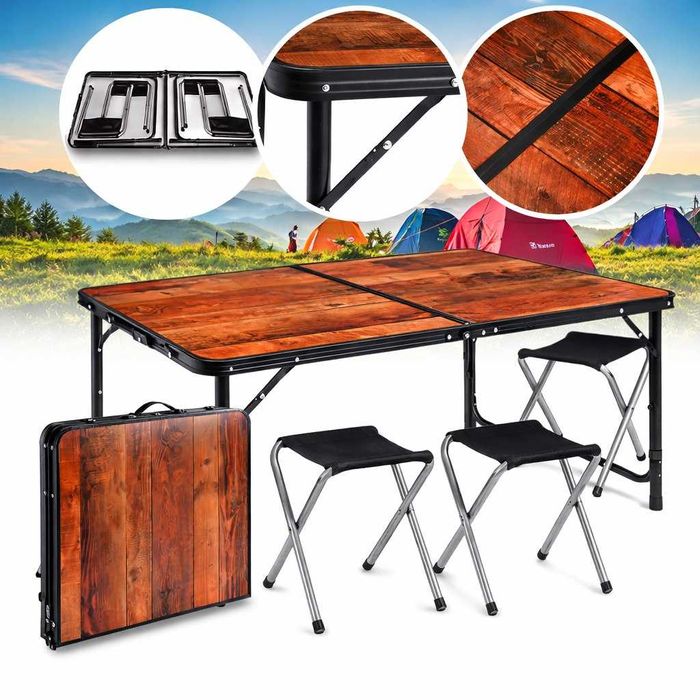 Розкладний туристичний стіл-валіза (120х60 см)+4 стільці 3 види кольор