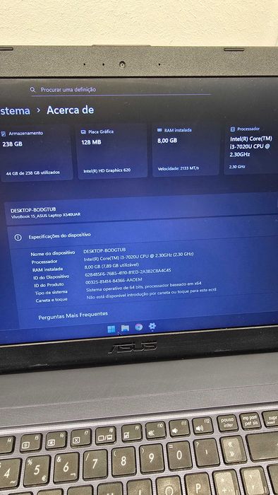 Portatil Asus i3, 8Gb DDR4, 250Gb SSD