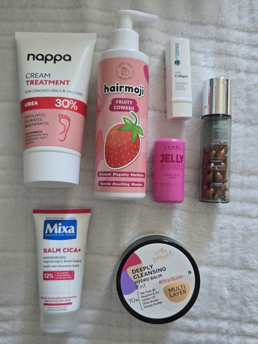 Mix kosmetyki box kosmetyczny oriflame novage selfie mixa nappa balsam krem pomadka