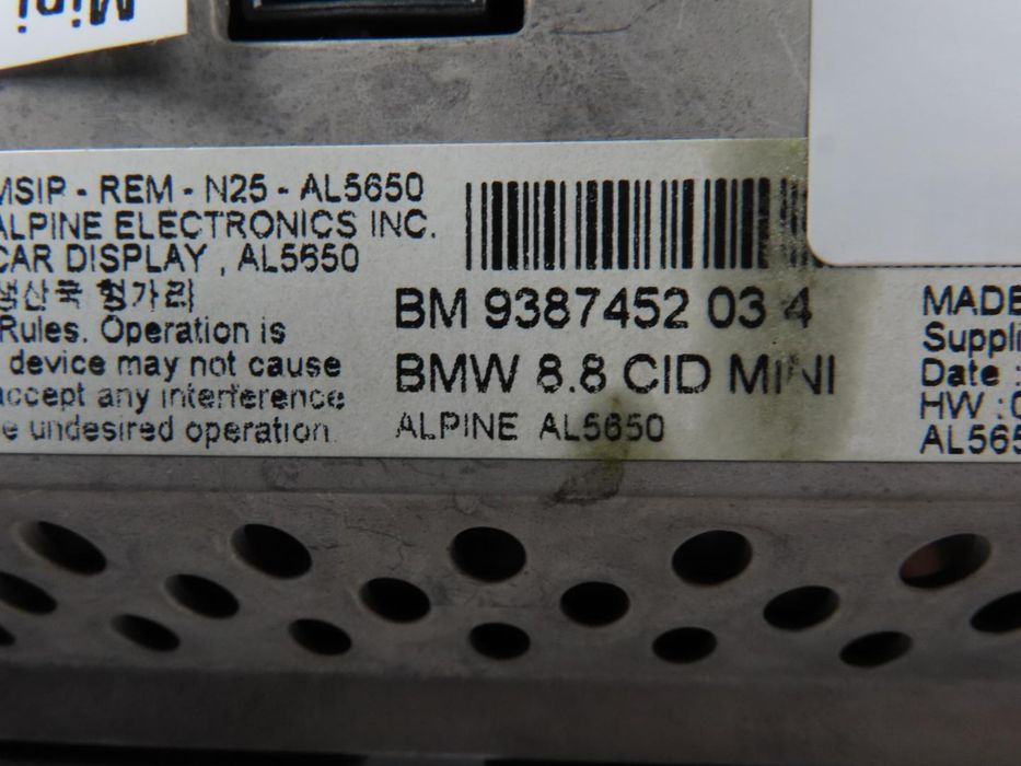 Monitor / Display Central Mini Mini Clubman Ref: 65509387452