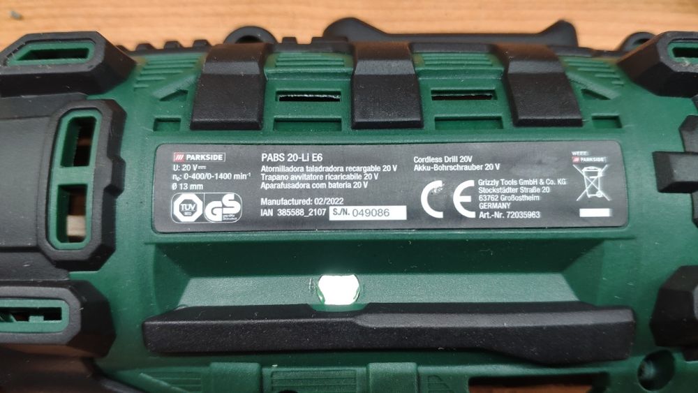 Peças de substituição para aparafusadora PARKSIDE PABS 20-LI E6