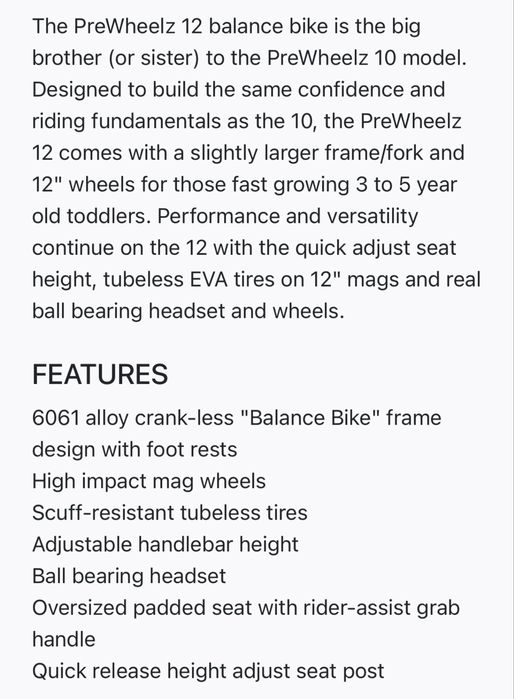 Bicicleta balance criança