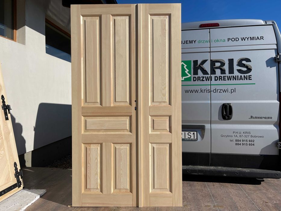 Drzwi drewniane dwuskrzydłowe OD RĘKI 118X212 L CAŁA POLSKA NIETYPOWE