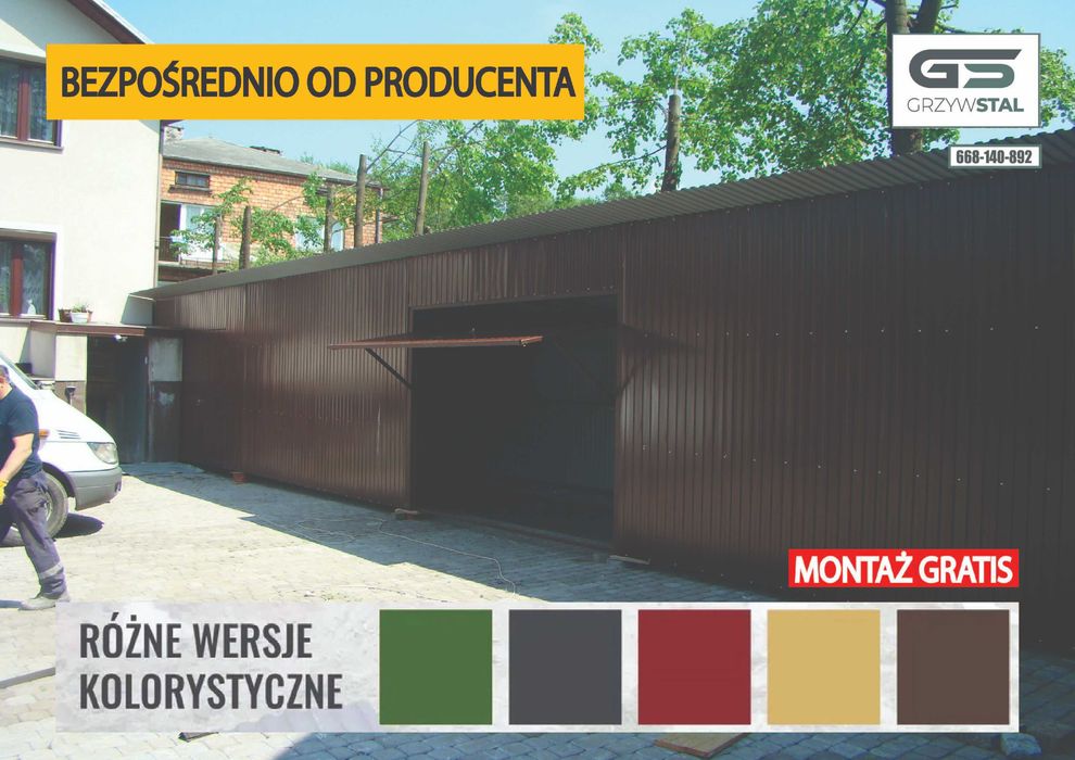 Garaż Blaszany /Wiata Blaszana / Magazyn / Konstrukcja - GRZYWSTAL