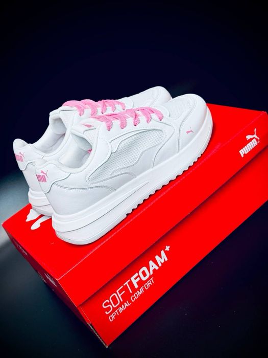 Кожаные белые кроссовки Пума шкіряні кросівки білі Пума красовки Puma Новинка на jосень женские стильные кросовки пума puma кожаные красовки