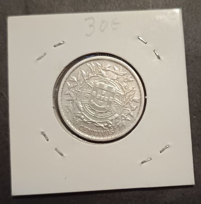 20 Centavos em Prata de 1916 "2 tostões"