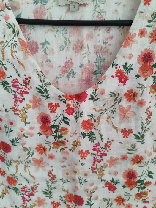 Lniany top w kwiaty
