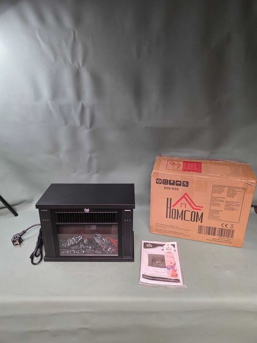 Elegancki kominek elektryczny 600/1200W realistyczny płomień LED