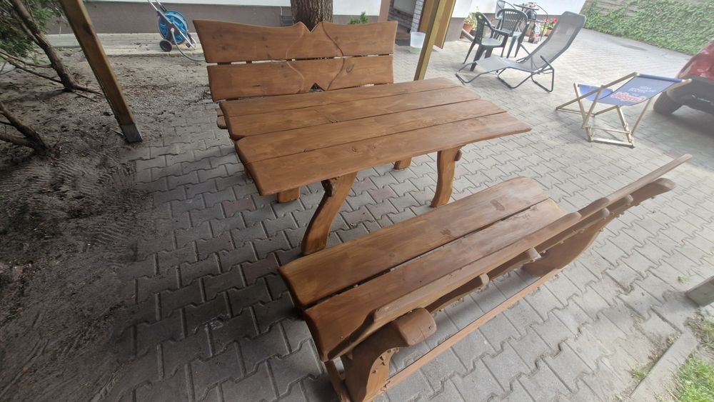Meble ogrodowe drewniane zestaw komplet