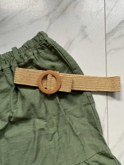 Zielona Spódnica Maxi z Wiskozy 100% Boho z paskiem Włoska