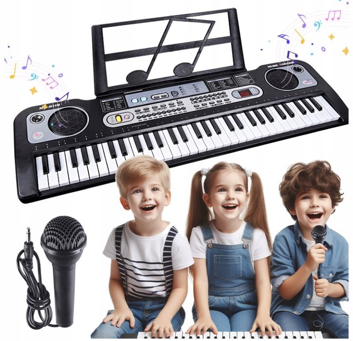 Keyboard Organy Pianino Do Nauki 61 Klawiszy Mikrofon Prezent Dzieci