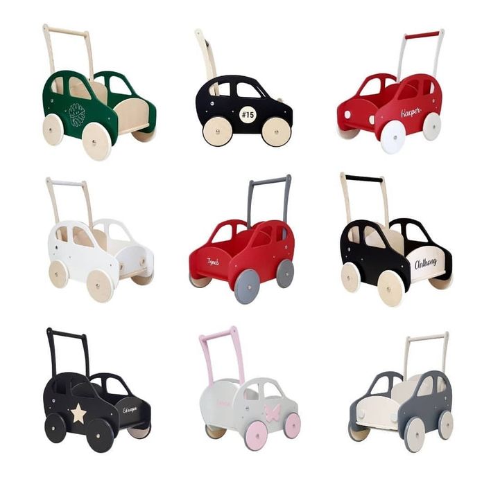 Drewniane autko, pchacz, jeździk z imieniem personalizacja