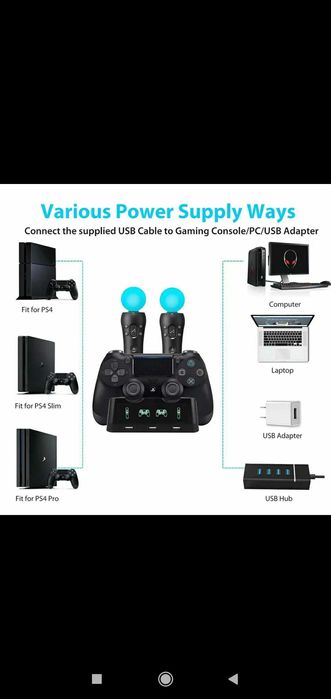 Зарядка зарядное устройство док-станция для джойстика ps4 move dobe ...
